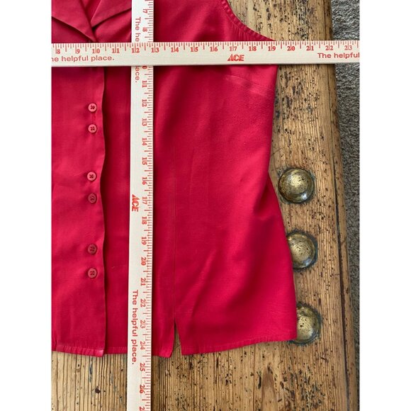 Dressbarn Womens Red Sleeveless Button-Down Shirt Large Rayon Blend Lightweight - Picture 7 of 7